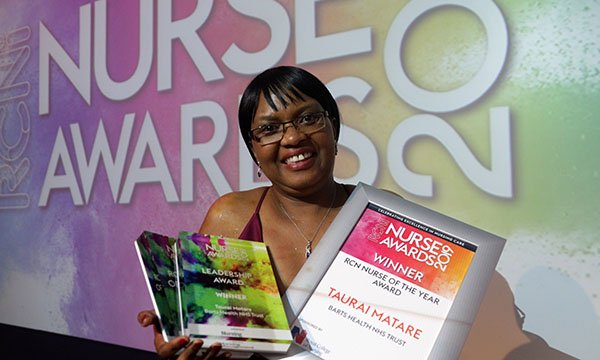 RCN Nurse of the Year 2019 Taurai Matare also won the Leadership category. Picture shows her with her awards.